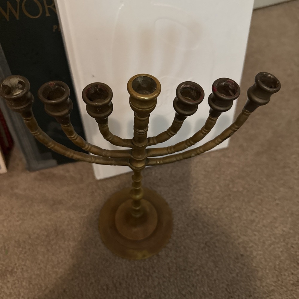 Vintage Brass Menorah 11.5" tall, heavy brass - Picture 2 of 11